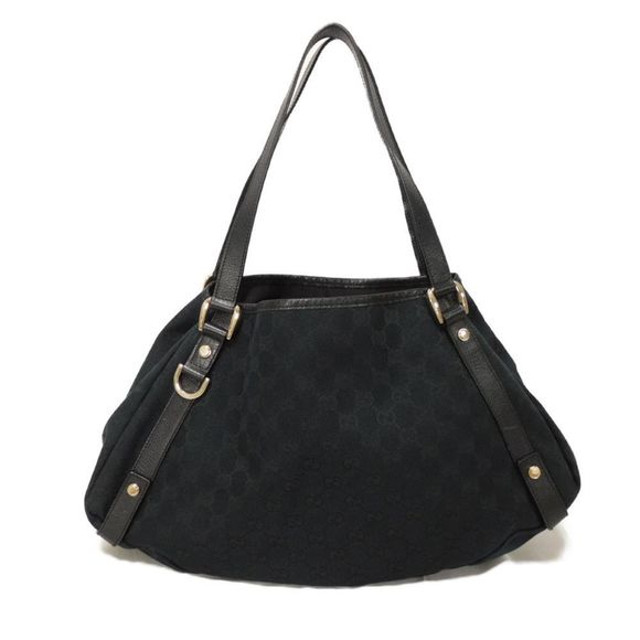 Gucci Abbey Double G Calfskin Shoulder Bag in GG Canvas (Black) 130736 for Women - Picture 1 of 10